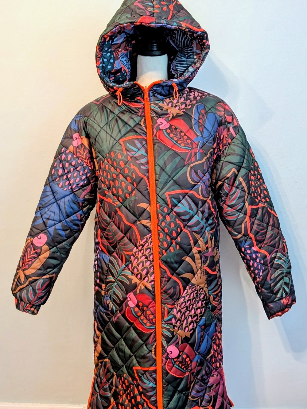 Farm Rio Reversable Hooded Parachute Coat in Multicolor - Picture 3 of 8